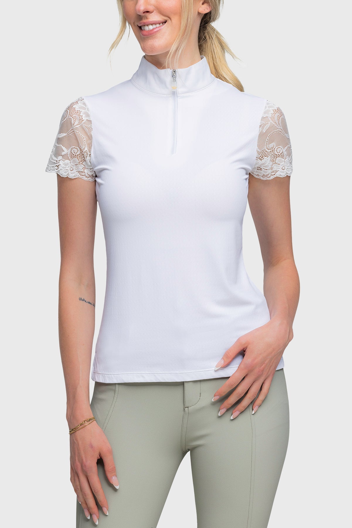 Kastel Denmark White Galloon Lace Short Sleeve Sun Shirt - Kastel Denmark - Equiluxe Tack