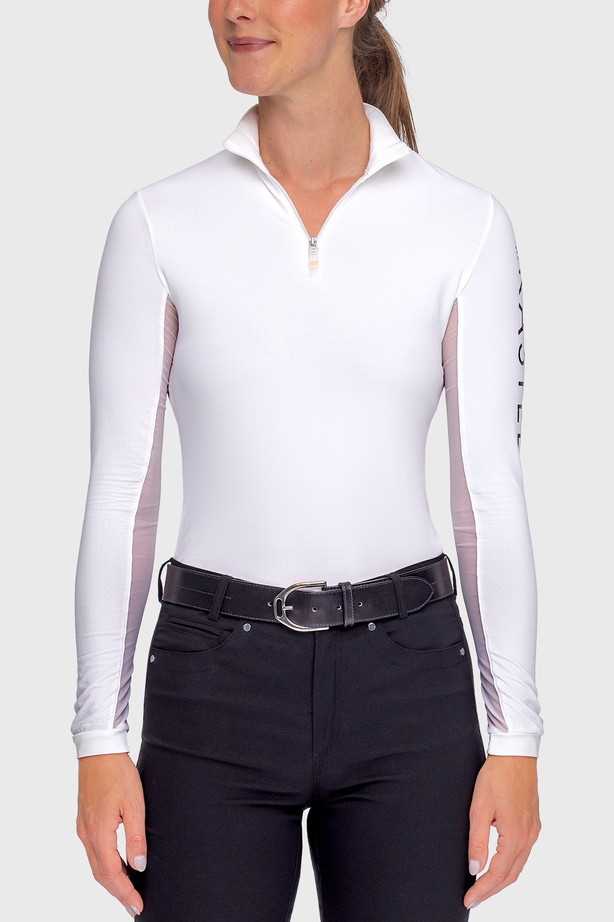 Kastel Denmark White "Kastel" Logo'd Long Sleeve 1/4 Zip Sun Shirt - Kastel Denmark - Equiluxe Tack