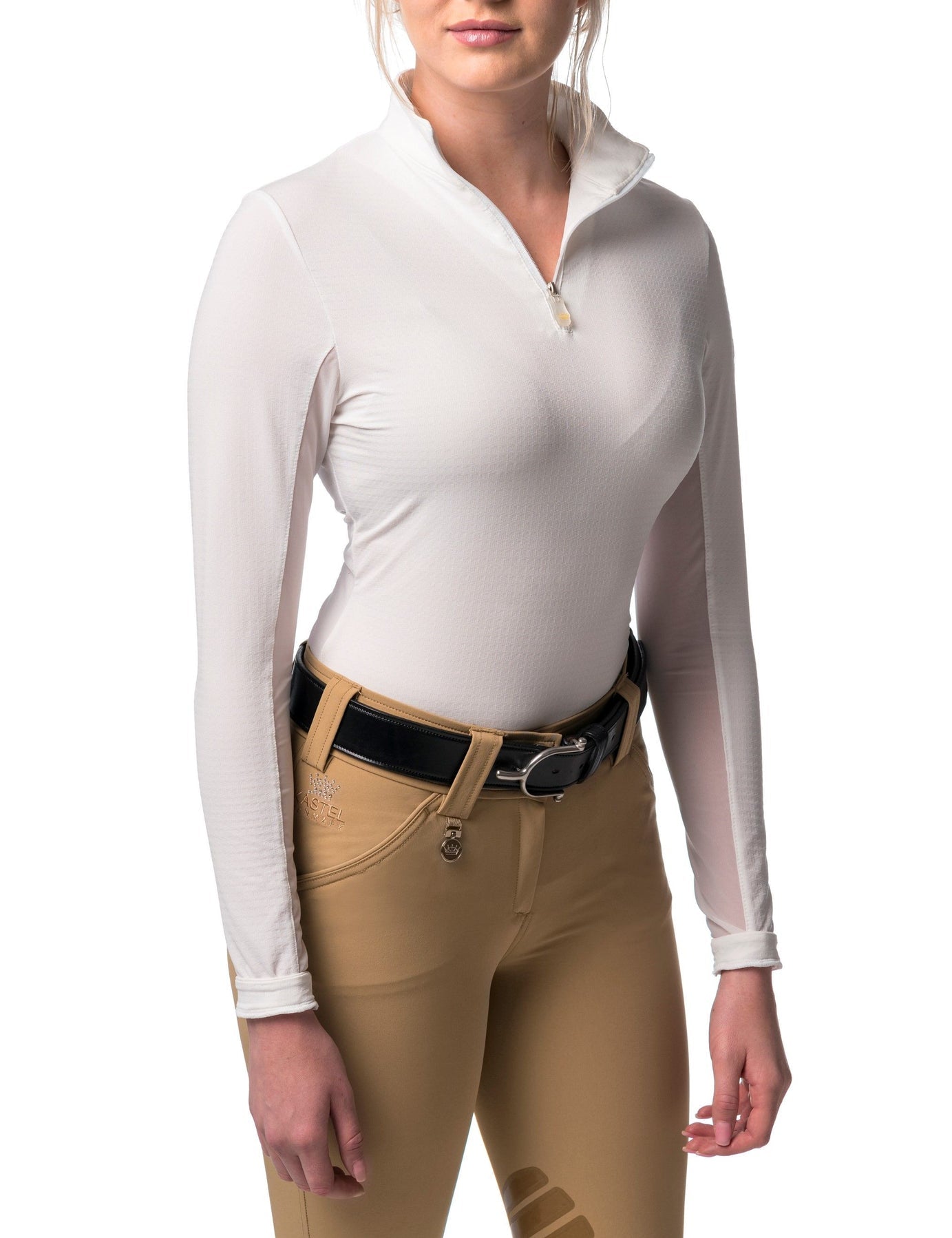 Kastel Denmark White with White Trim Long Sleeve Sun Shirt - Kastel Denmark - Equiluxe Tack