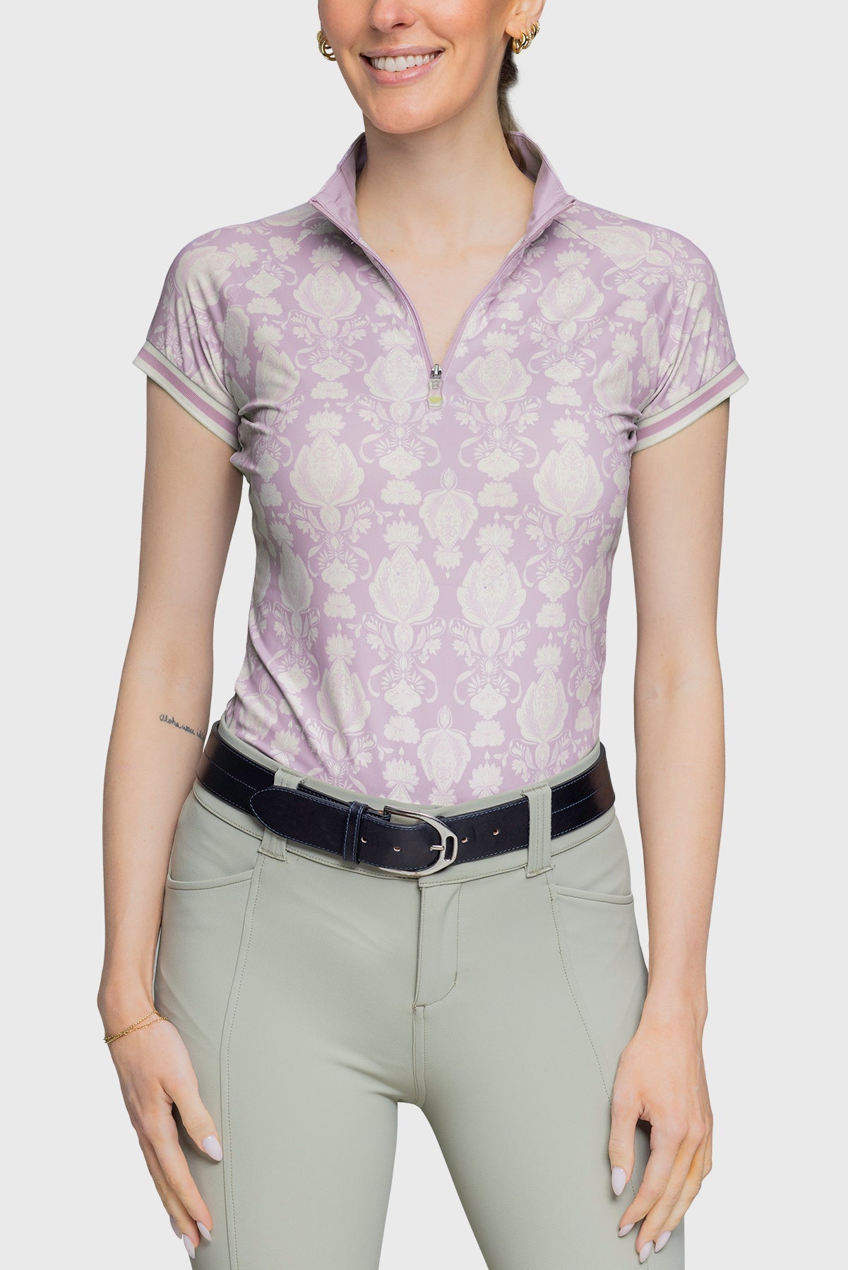 Kastel Denmark Wisteria Paris Hotel Cap Sleeve 1/4 Zip Sun Shirt With Trim - Kastel Denmark - Equiluxe Tack