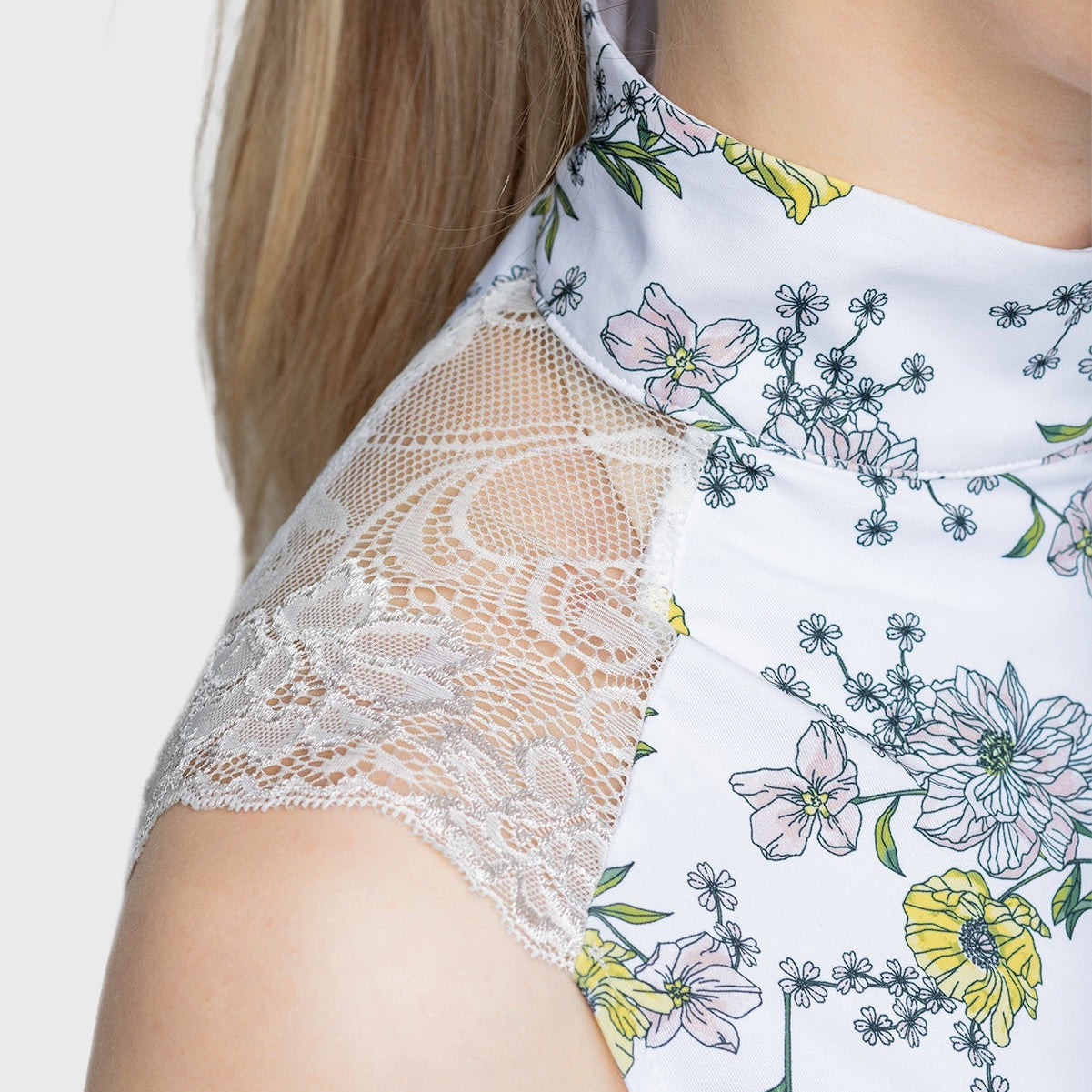 Kastel Denmark Yellow Wild Poppies Lace Shoulder Sleeveless 1/4 Zip Sun Top - Kastel Denmark - Equiluxe Tack