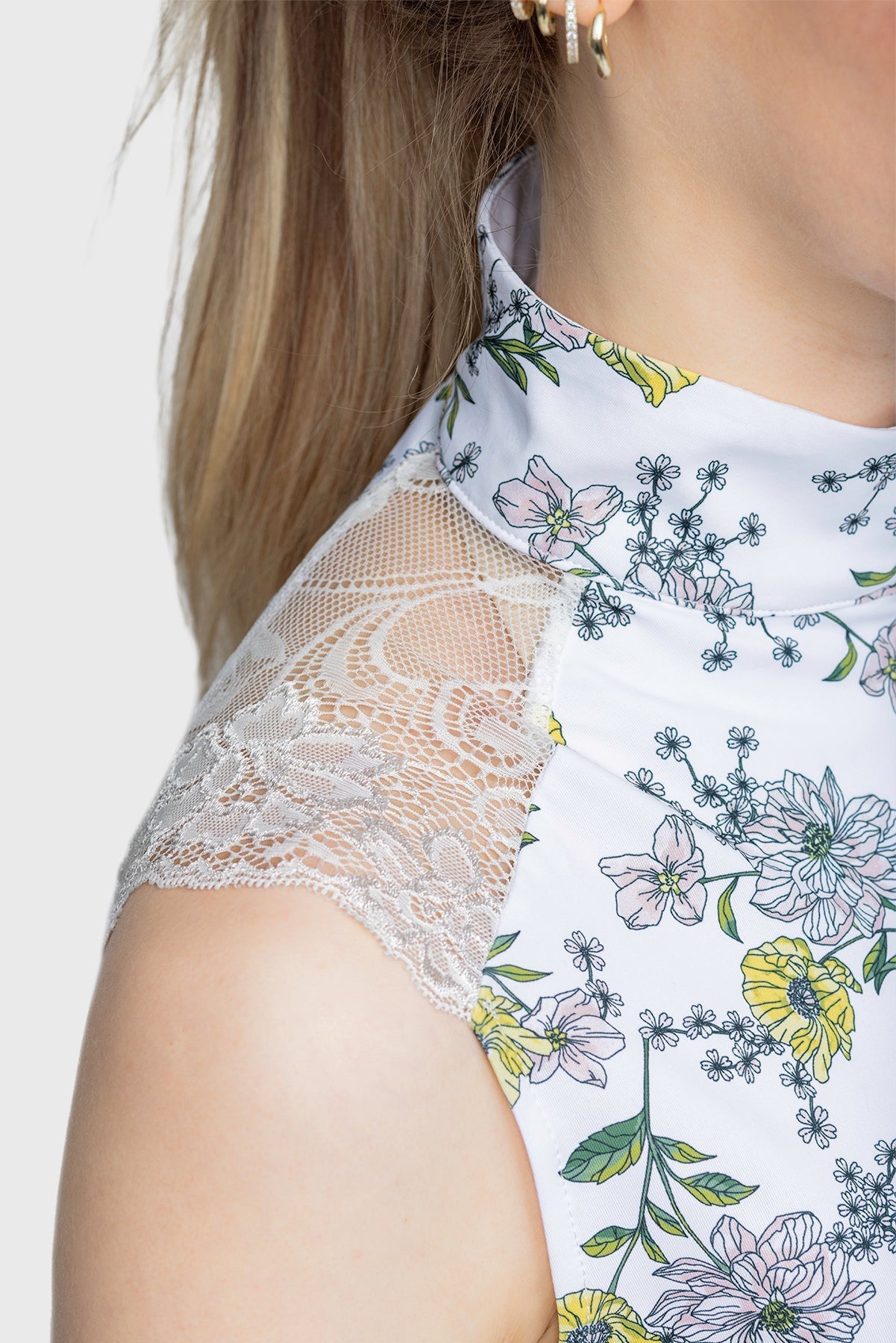 Kastel Denmark Yellow Wild Poppies Lace Shoulder Sleeveless 1/4 Zip Sun Top - Kastel Denmark - Equiluxe Tack