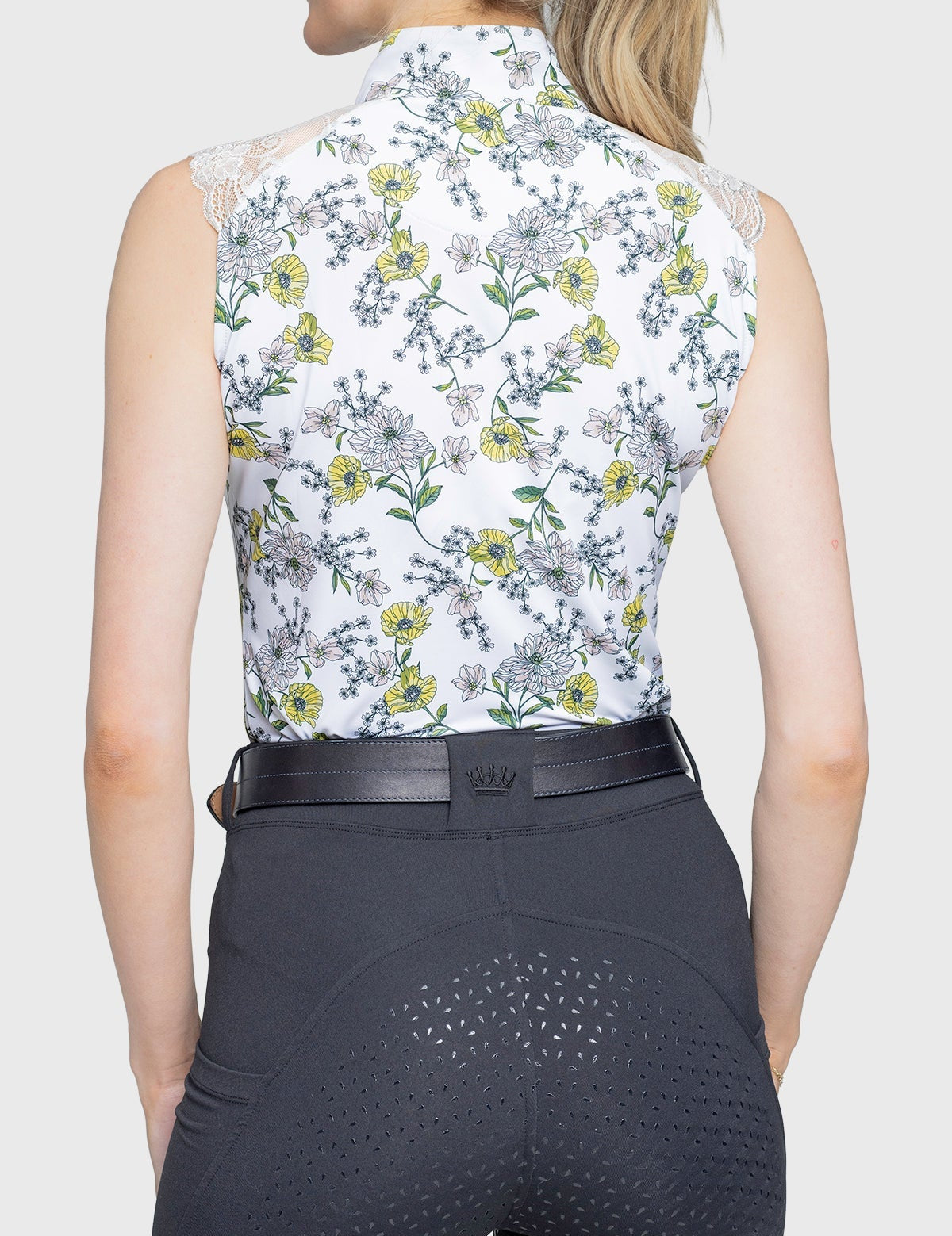 Kastel Denmark Yellow Wild Poppies Lace Shoulder Sleeveless 1/4 Zip Sun Top - Kastel Denmark - Equiluxe Tack