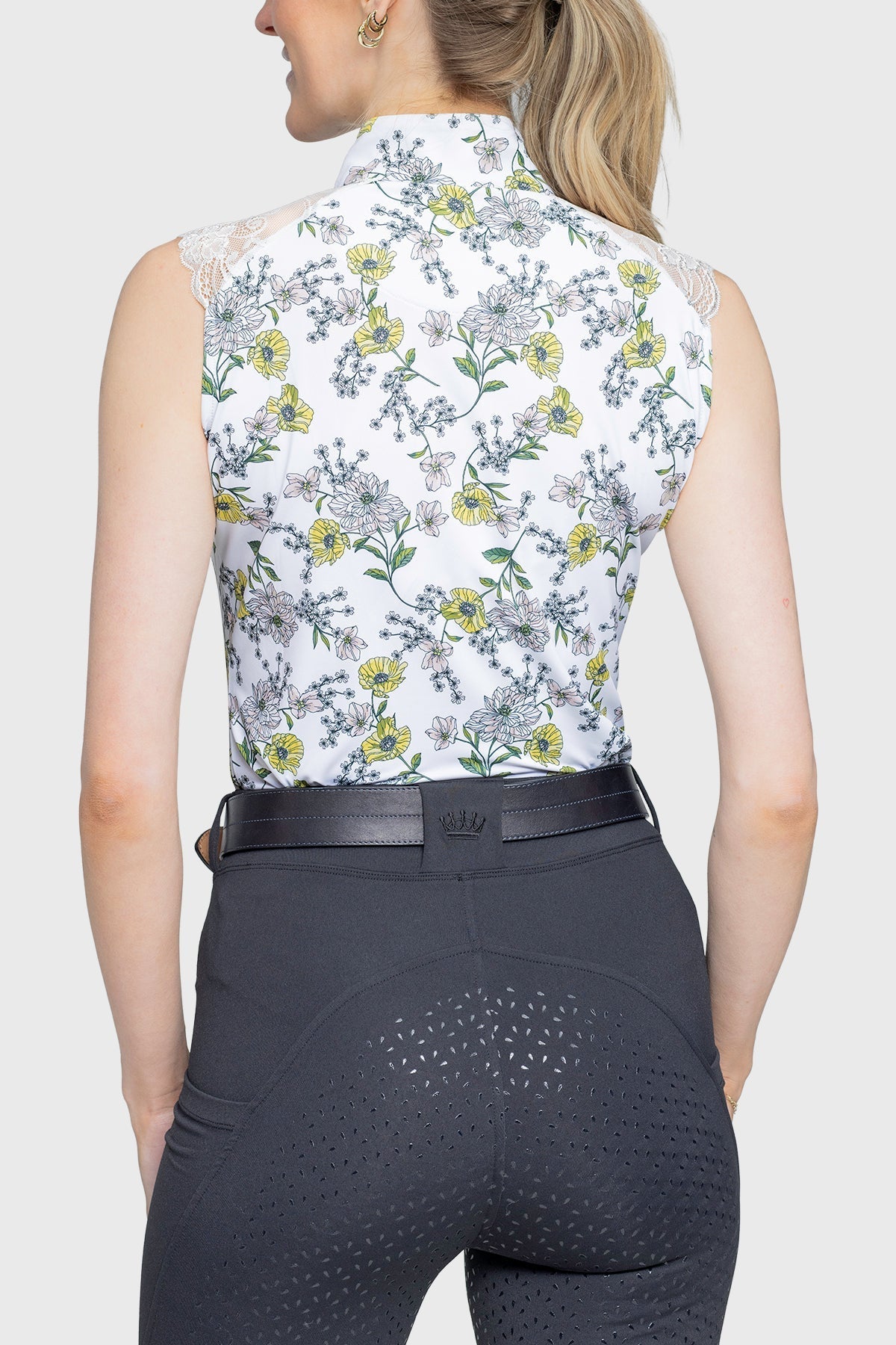 Kastel Denmark Yellow Wild Poppies Lace Shoulder Sleeveless 1/4 Zip Sun Top - Kastel Denmark - Equiluxe Tack