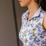 Kastel Denmark Yellow Wild Poppies Lace Shoulder Sleeveless 1/4 Zip Sun Top - Kastel Denmark - Equiluxe Tack