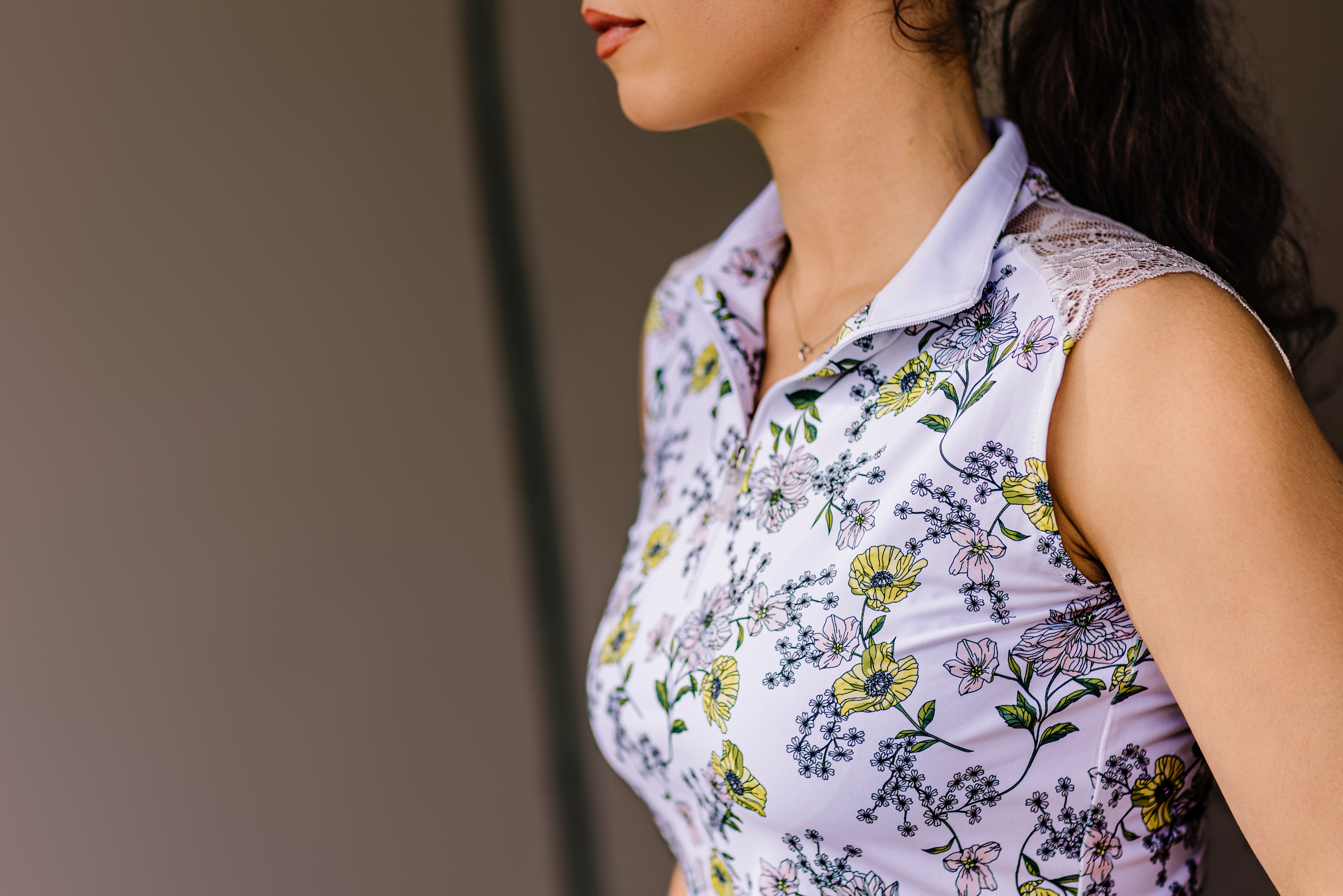 Kastel Denmark Yellow Wild Poppies Lace Shoulder Sleeveless 1/4 Zip Sun Top - Kastel Denmark - Equiluxe Tack