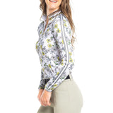 Kastel Denmark Yellow Wild Poppies Long Sleeve 1/4 Zip Sun Shirt With Trim - Kastel Denmark - Equiluxe Tack