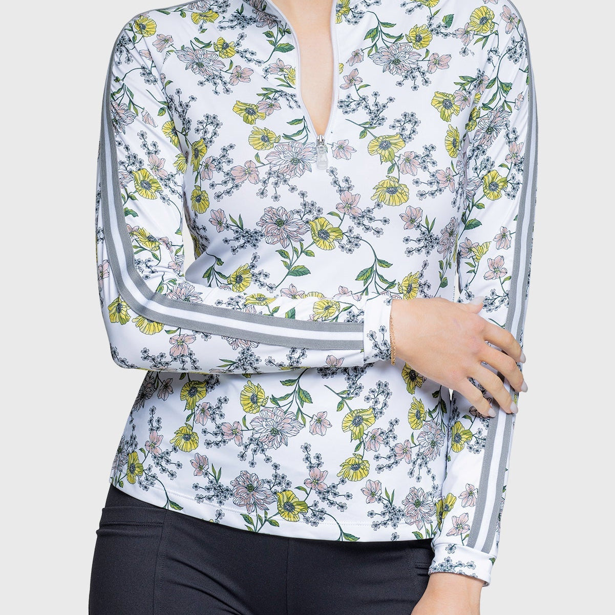 Kastel Denmark Yellow Wild Poppies Long Sleeve 1/4 Zip Sun Shirt With Trim - Kastel Denmark - Equiluxe Tack