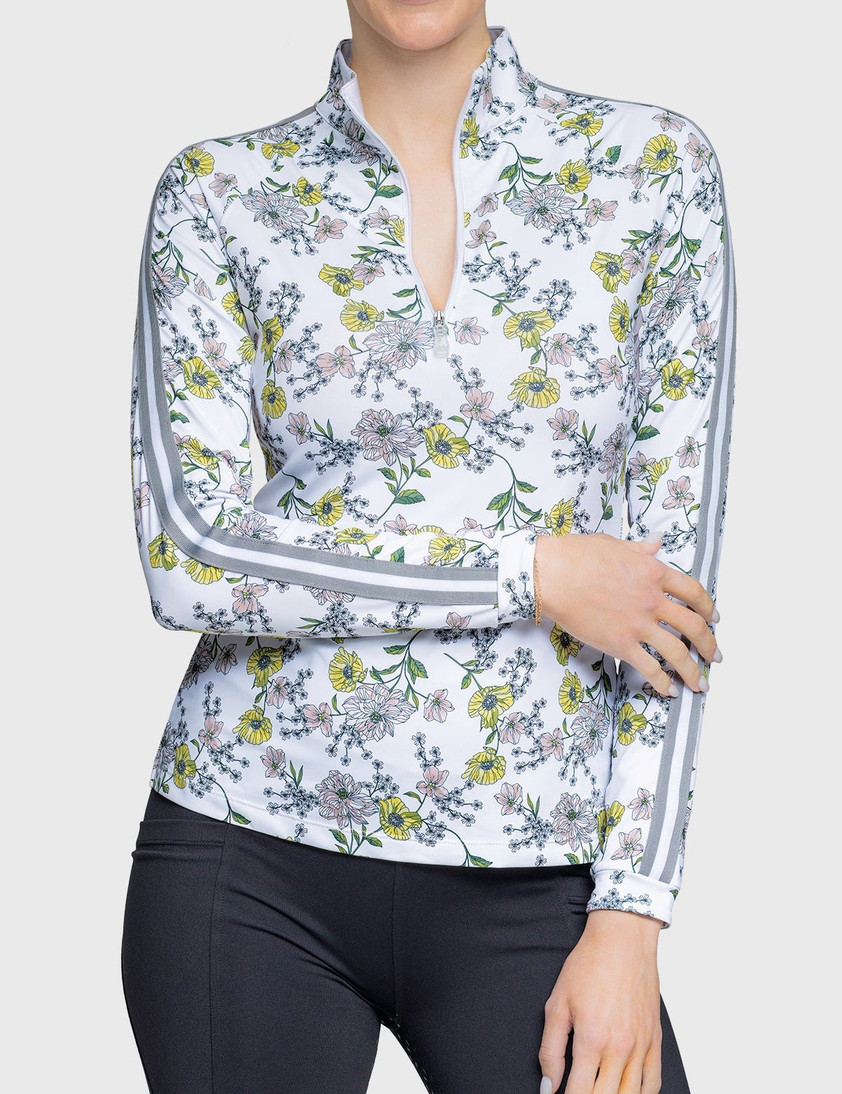 Kastel Denmark Yellow Wild Poppies Long Sleeve 1/4 Zip Sun Shirt With Trim - Kastel Denmark - Equiluxe Tack