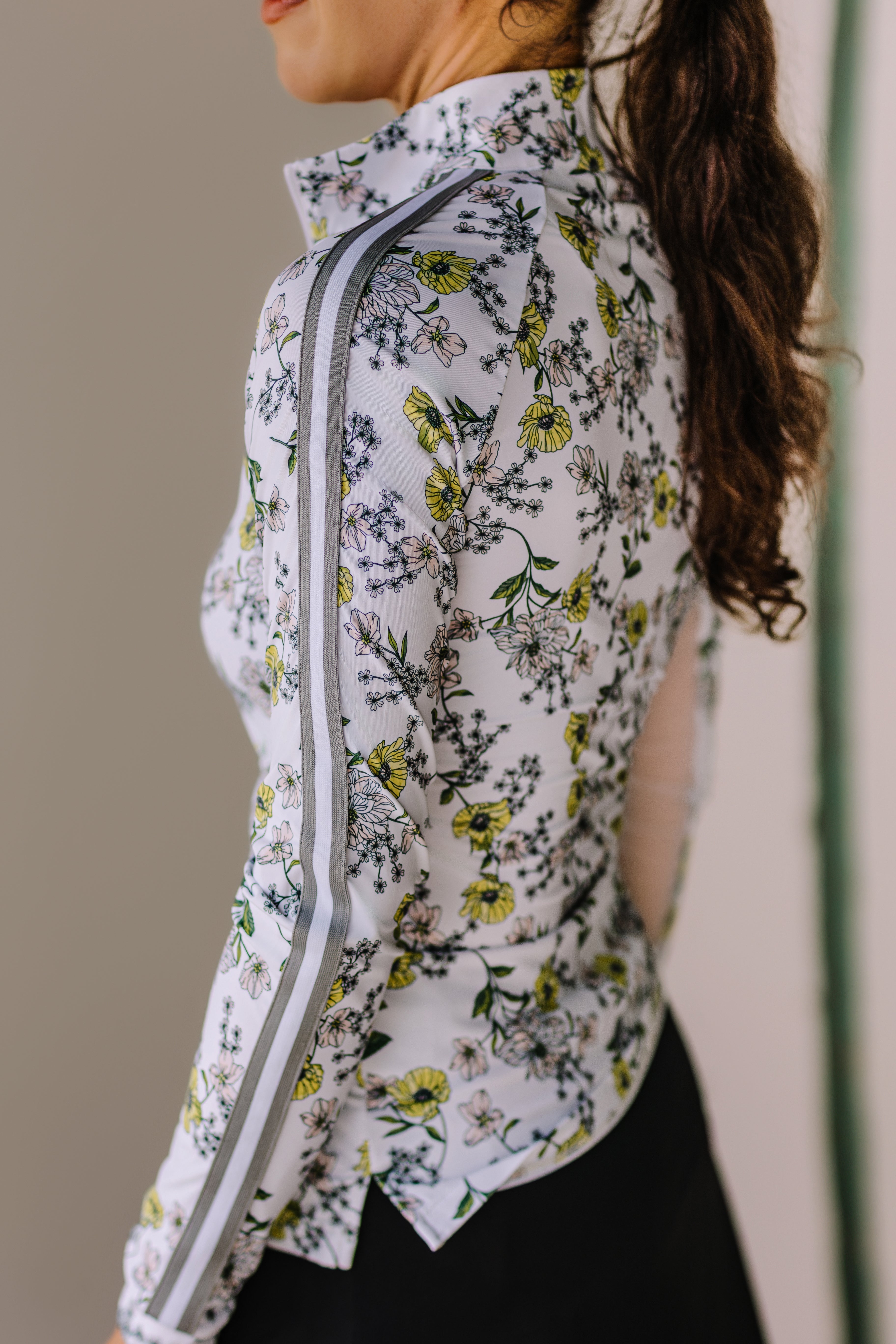Kastel Denmark Yellow Wild Poppies Long Sleeve 1/4 Zip Sun Shirt With Trim - Kastel Denmark - Equiluxe Tack