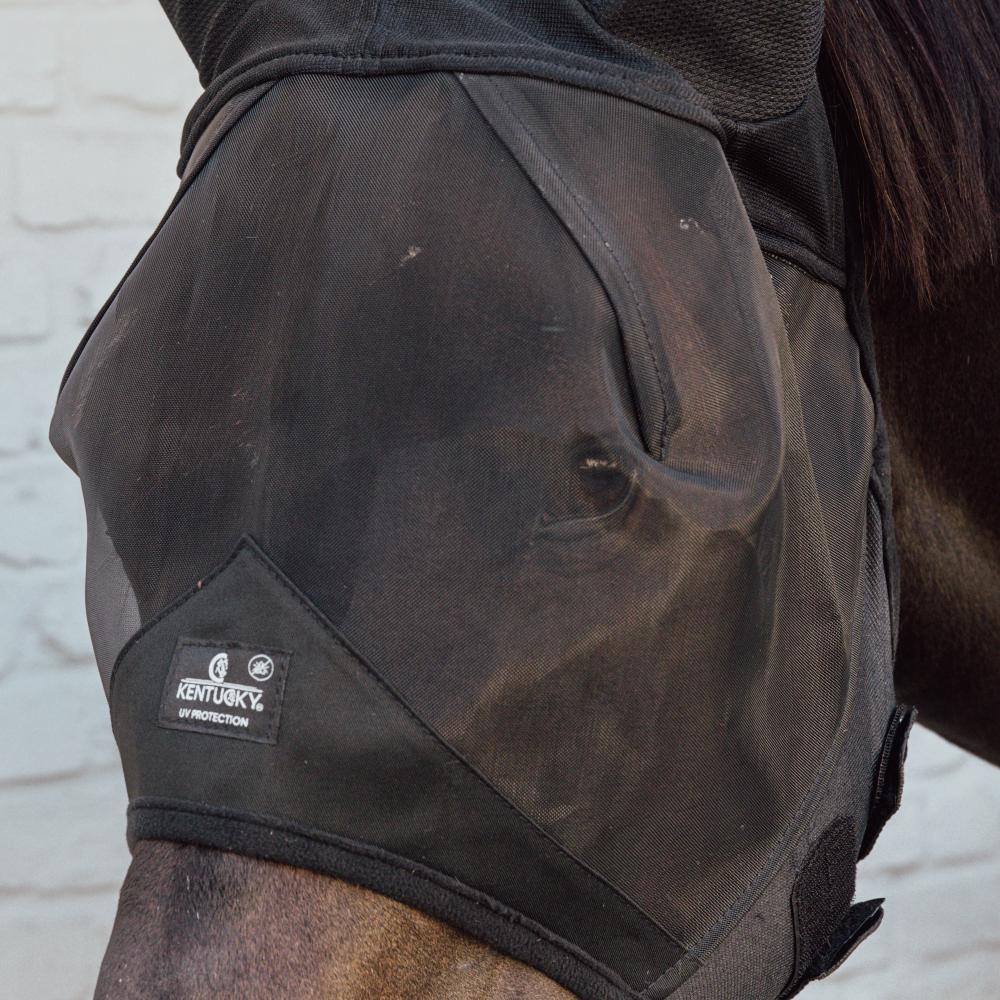 Kentucky Horsewear Fly Mask with Ears Soundless Black - Equiluxe Tack