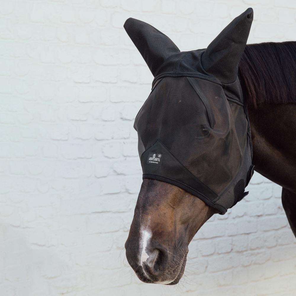 Kentucky Horsewear Fly Mask with Ears Soundless Black - Equiluxe Tack