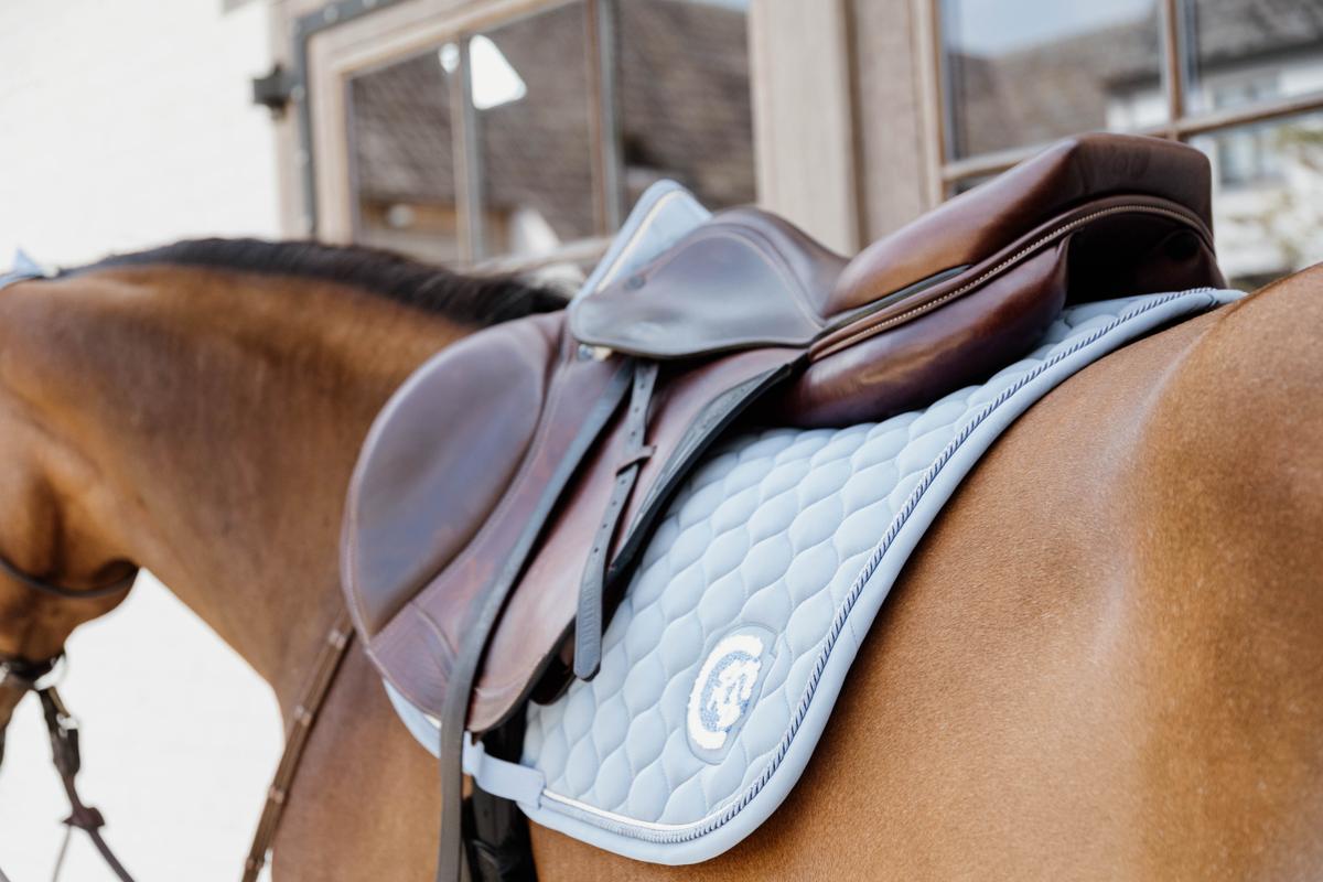Kentucky Horsewear Saddle Pad 3D Logo Onion Quilt Jumping - Light Blue - Kentucky Horsewear - Equiluxe Tack