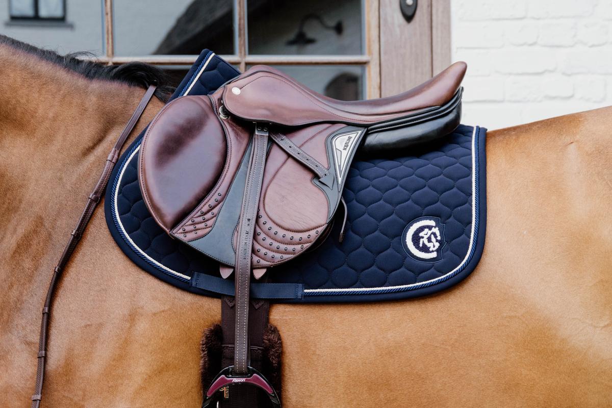 Kentucky Horsewear Saddle Pad 3D Logo Onion Quilt Jumping - Navy - Kentucky Horsewear - Equiluxe Tack