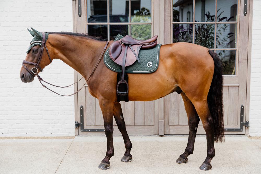 Kentucky Horsewear Saddle Pad 3D Logo Onion Quilt Jumping - Pine Green - Kentucky Horsewear - Equiluxe Tack