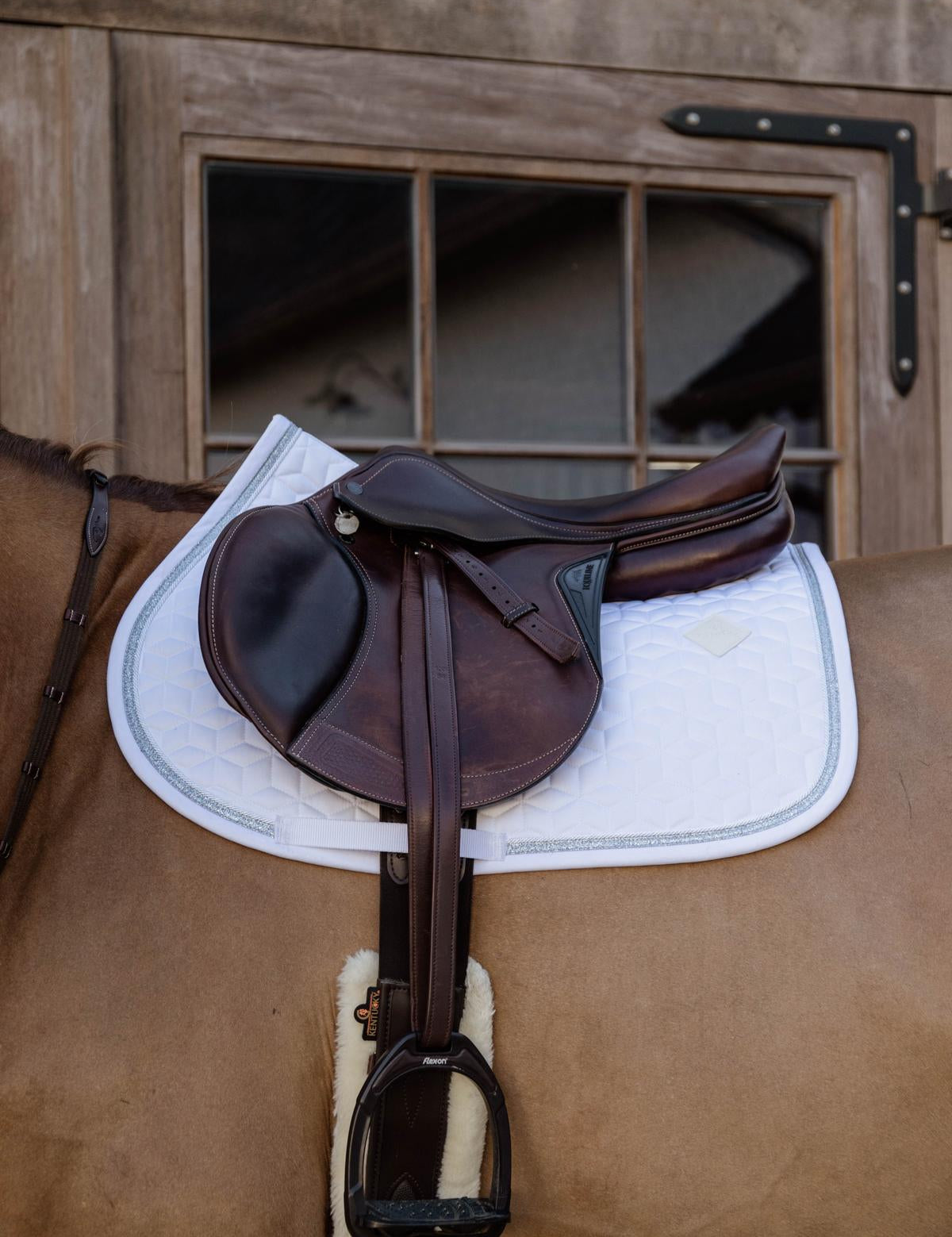 Kentucky Horsewear Saddle Pad Glitter Rope Jumping - White - Kentucky Horsewear - Equiluxe Tack