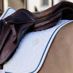 Kentucky Horsewear Saddle Pad Glitter Rope Jumping - White/Navy - Kentucky Horsewear - Equiluxe Tack