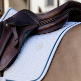 Kentucky Horsewear Saddle Pad Glitter Rope Jumping - White/Navy - Kentucky Horsewear - Equiluxe Tack