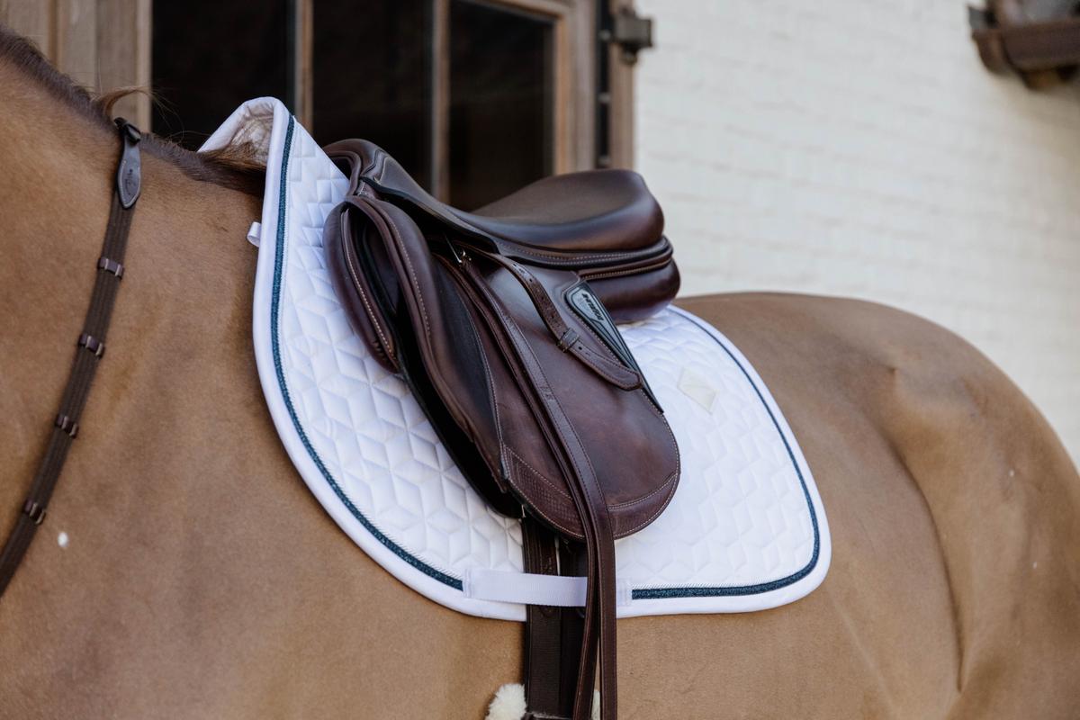 Kentucky Horsewear Saddle Pad Glitter Rope Jumping - White/Navy - Kentucky Horsewear - Equiluxe Tack