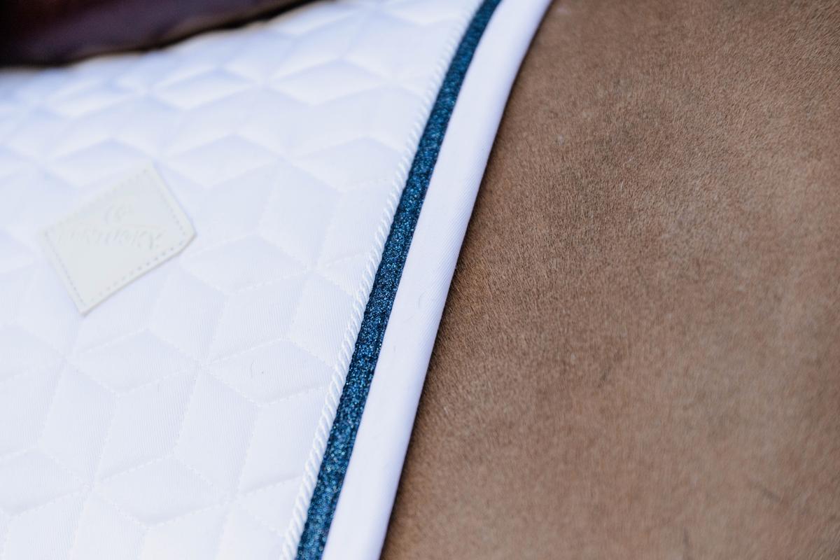 Kentucky Horsewear Saddle Pad Glitter Rope Jumping - White/Navy - Kentucky Horsewear - Equiluxe Tack