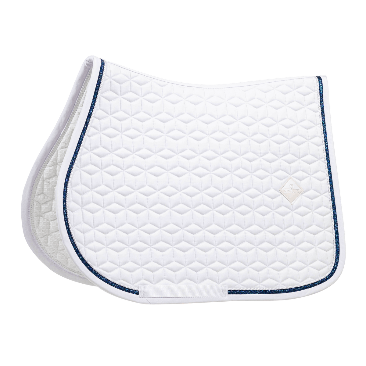 Kentucky Horsewear Saddle Pad Glitter Rope Jumping - White/Navy - Kentucky Horsewear - Equiluxe Tack