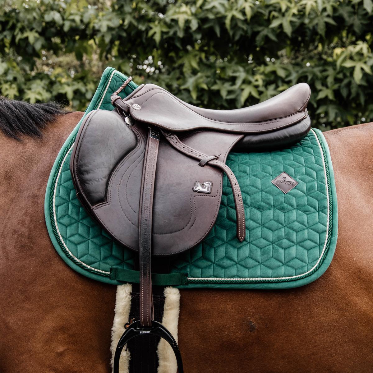 Kentucky Horsewear Saddle Pad Velvet Jumping - Dark Green - Kentucky Horsewear - Equiluxe Tack