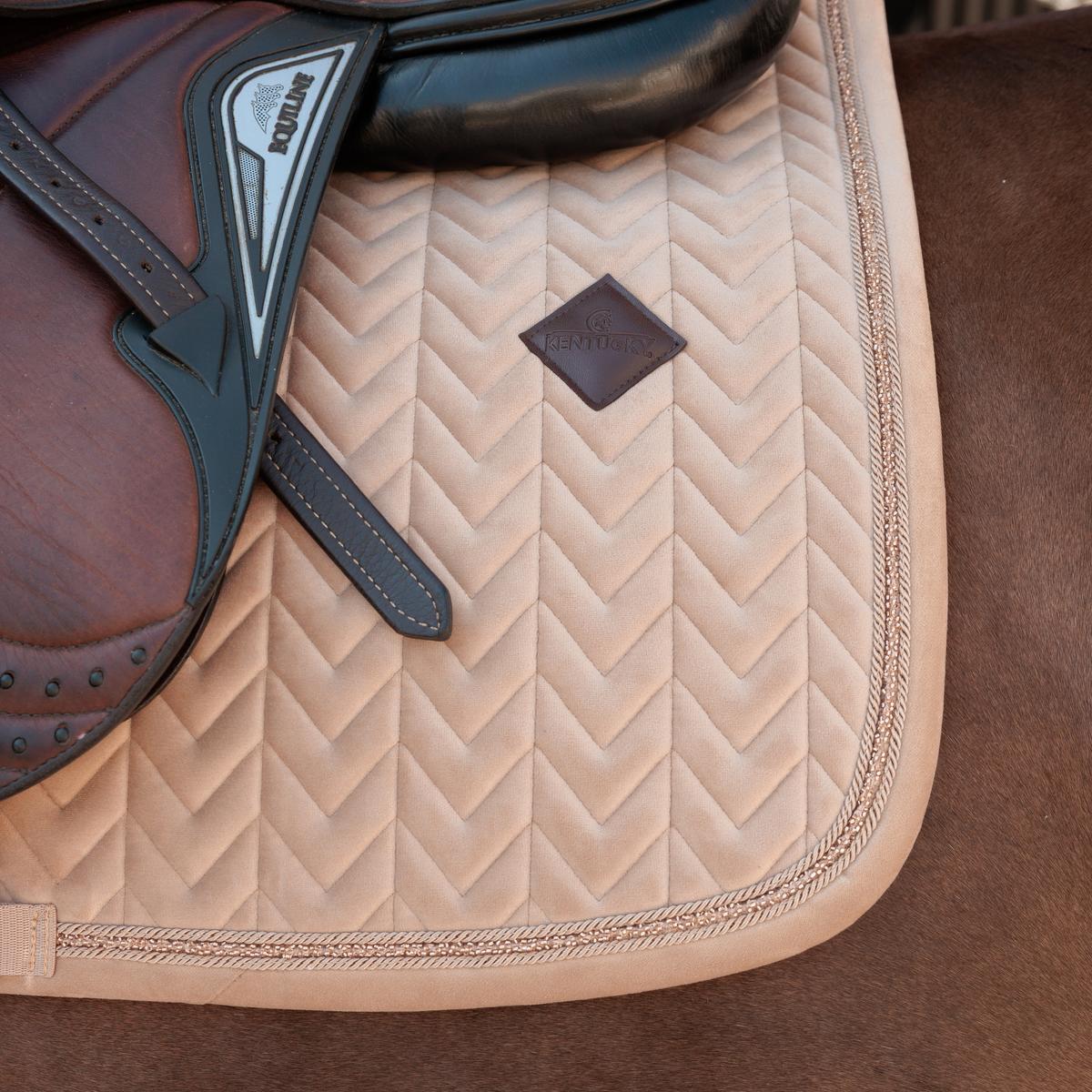 Kentucky Horsewear Saddle Pad Velvet Mini Pearls Jumping - Beige - Kentucky Horsewear - Equiluxe Tack
