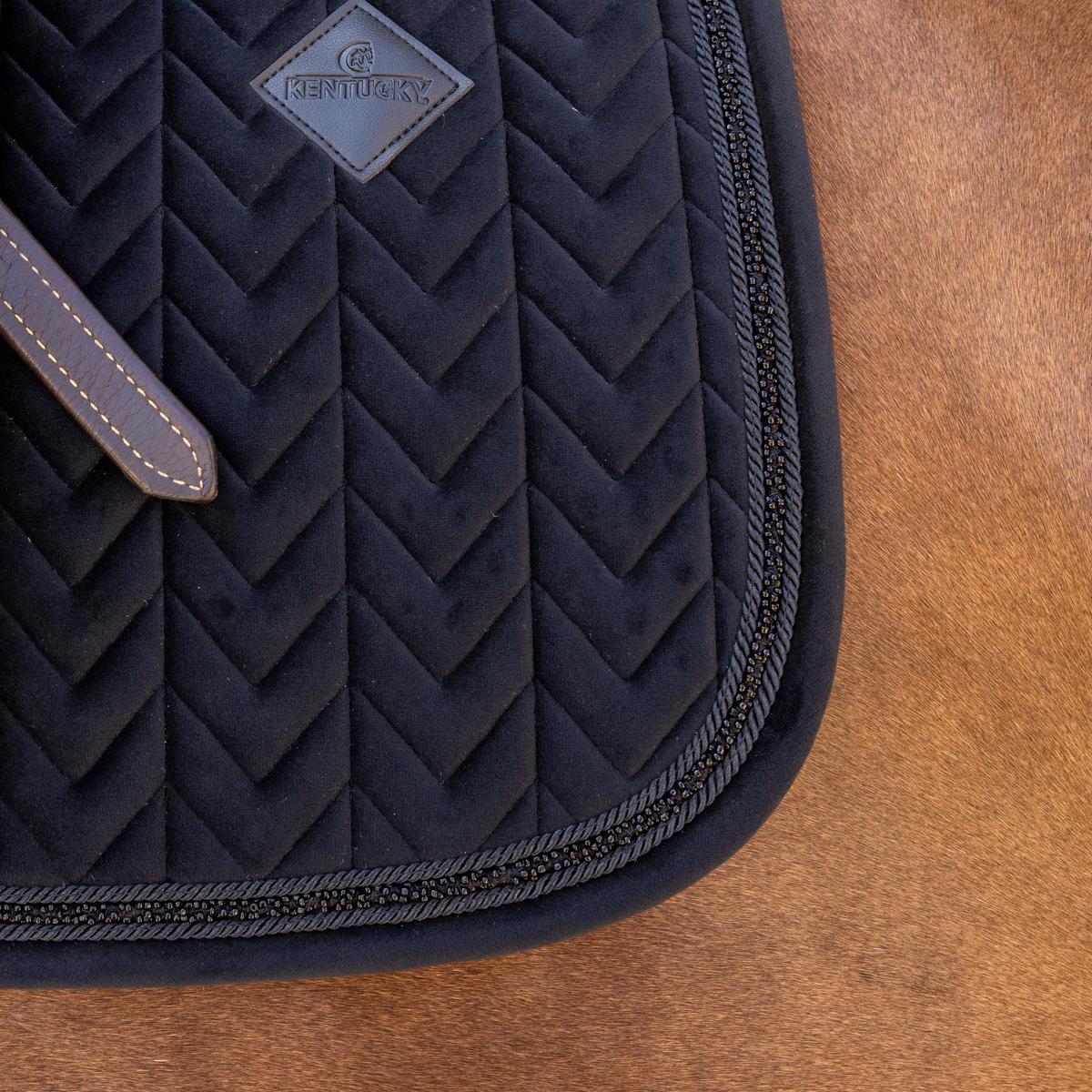 Kentucky Horsewear Saddle Pad Velvet Mini Pearls Jumping - Black - Kentucky Horsewear - Equiluxe Tack