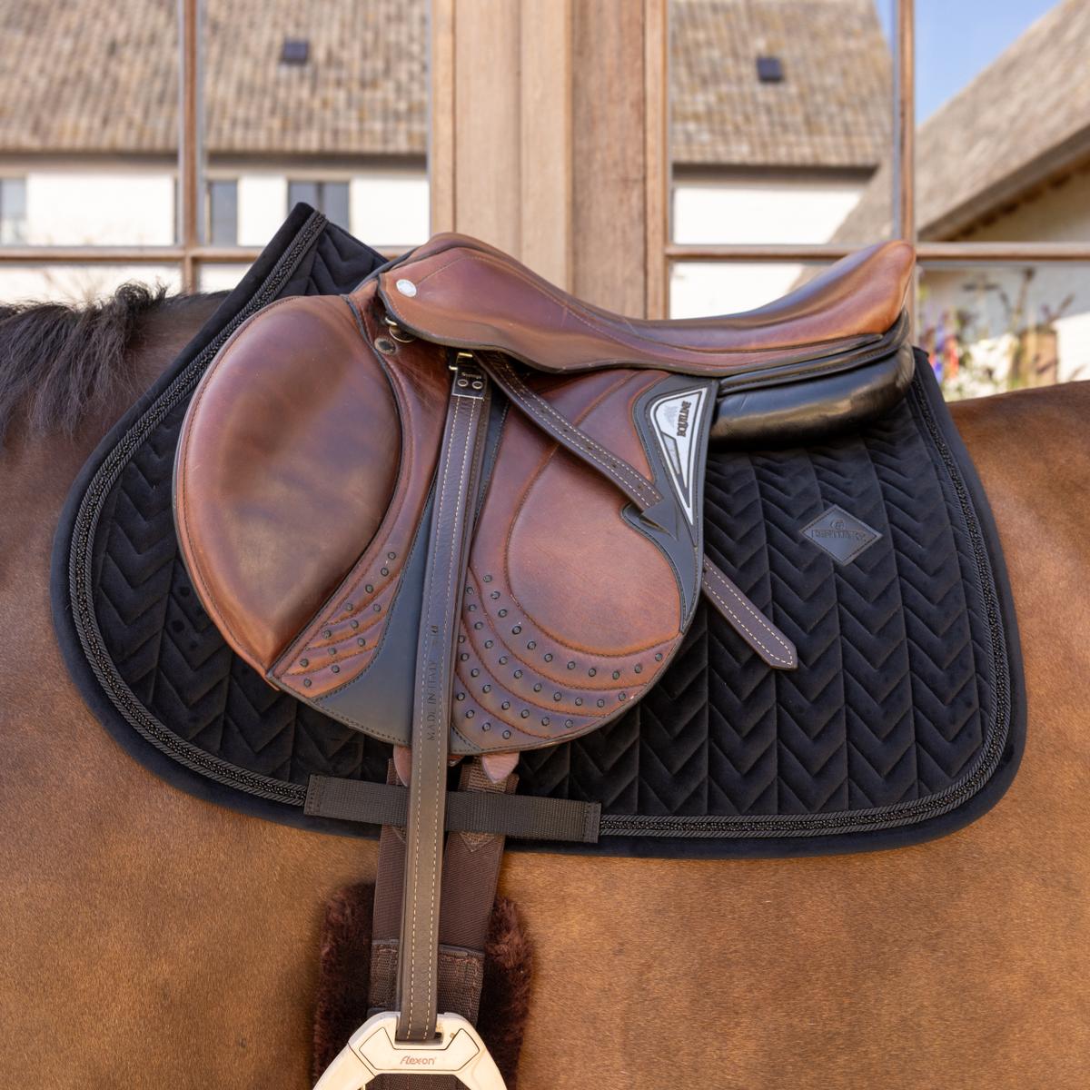 Kentucky Horsewear Saddle Pad Velvet Mini Pearls Jumping - Black - Kentucky Horsewear - Equiluxe Tack