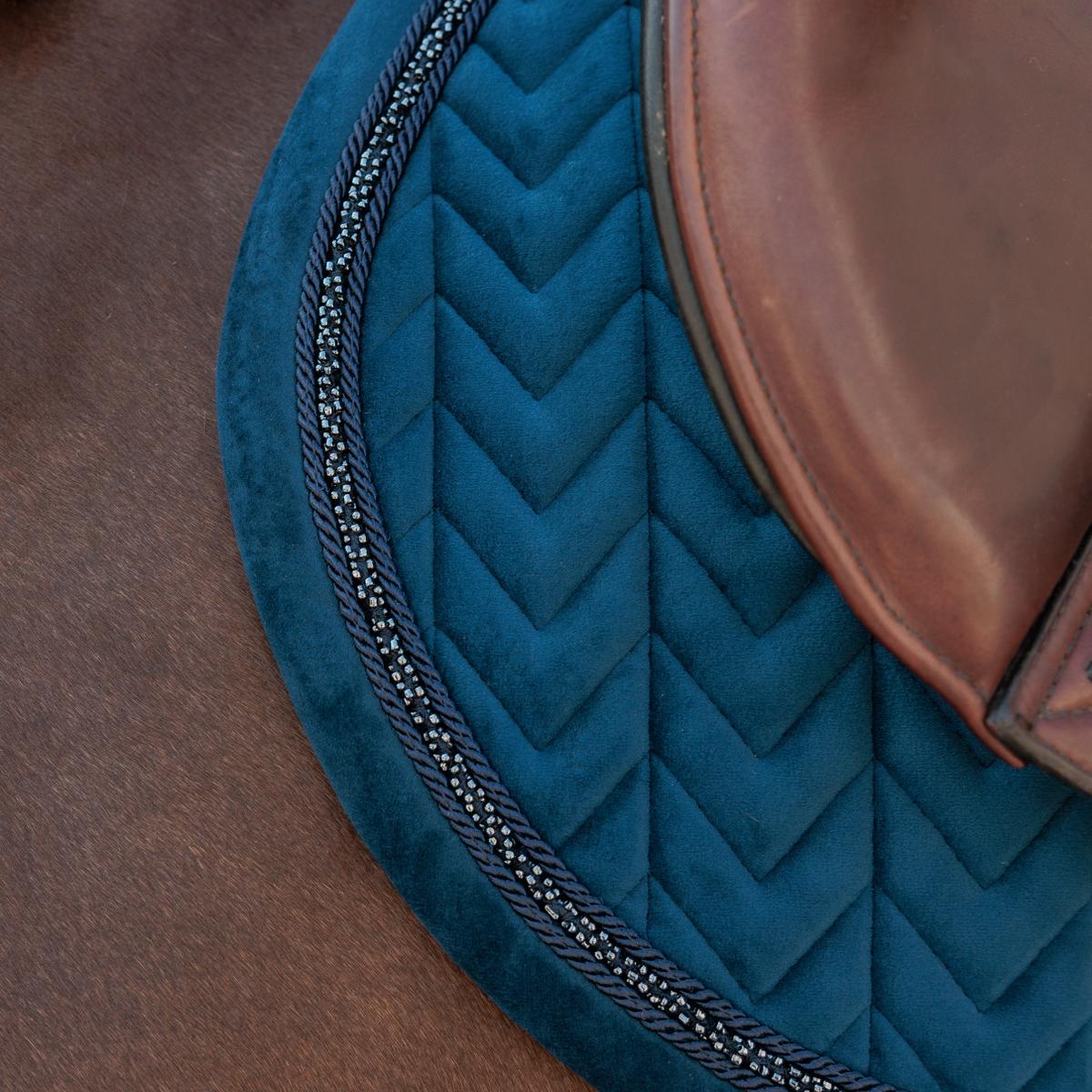 Kentucky Horsewear Saddle Pad Velvet Mini Pearls Jumping - Navy - Kentucky Horsewear - Equiluxe Tack