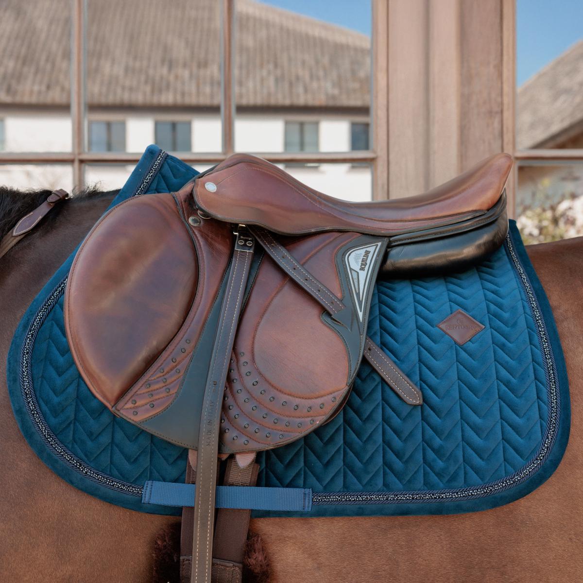 Kentucky Horsewear Saddle Pad Velvet Mini Pearls Jumping - Navy - Kentucky Horsewear - Equiluxe Tack