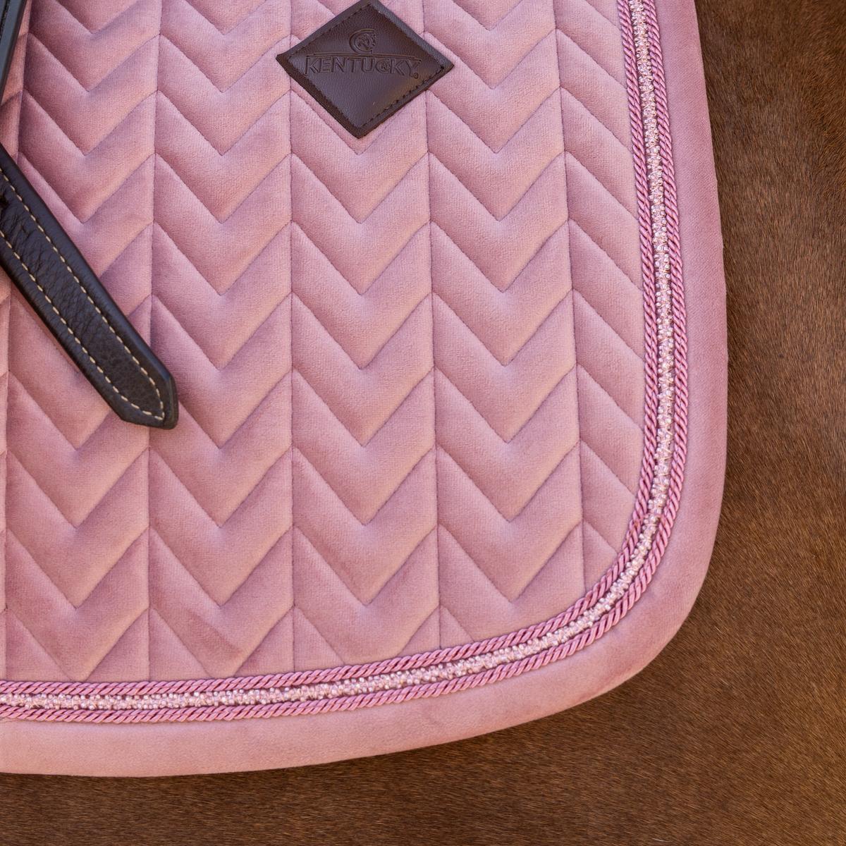Kentucky Horsewear Saddle Pad Velvet Mini Pearls Jumping - Old Rose - Kentucky Horsewear - Equiluxe Tack