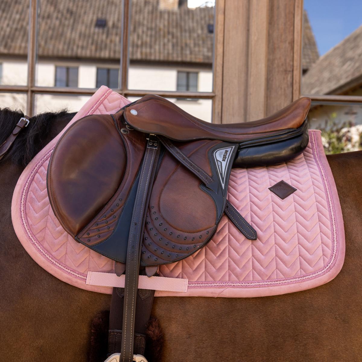Kentucky Horsewear Saddle Pad Velvet Mini Pearls Jumping - Old Rose - Kentucky Horsewear - Equiluxe Tack