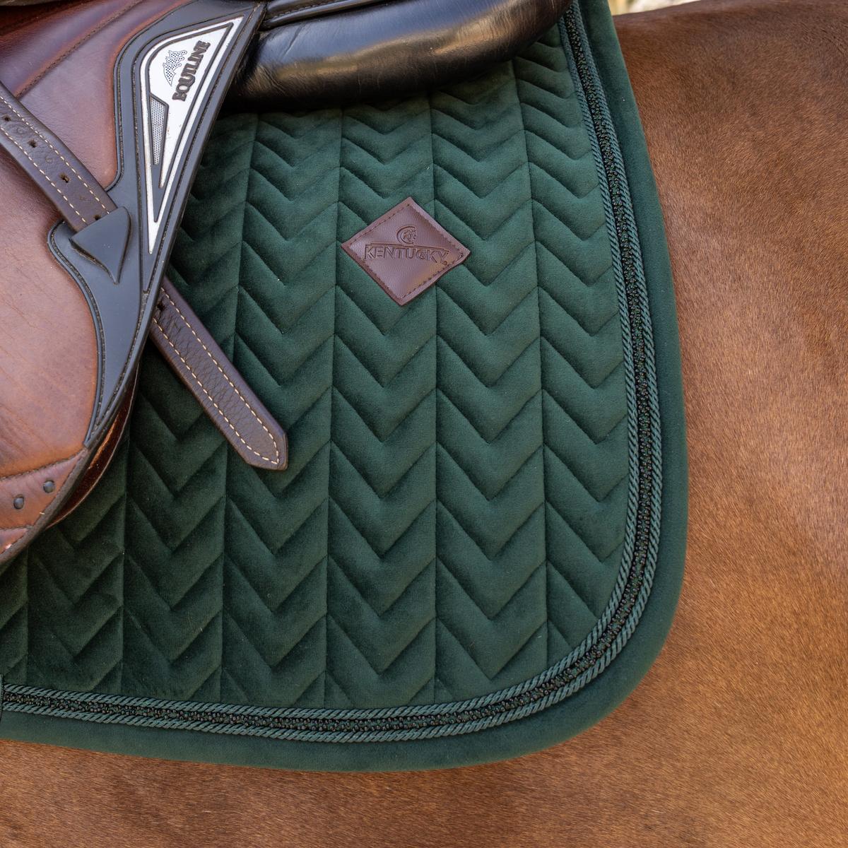 Kentucky Horsewear Saddle Pad Velvet Mini Pearls Jumping - Pine Green - Kentucky Horsewear - Equiluxe Tack