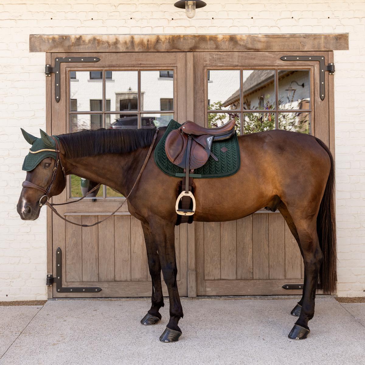 Kentucky Horsewear Saddle Pad Velvet Mini Pearls Jumping - Pine Green - Kentucky Horsewear - Equiluxe Tack