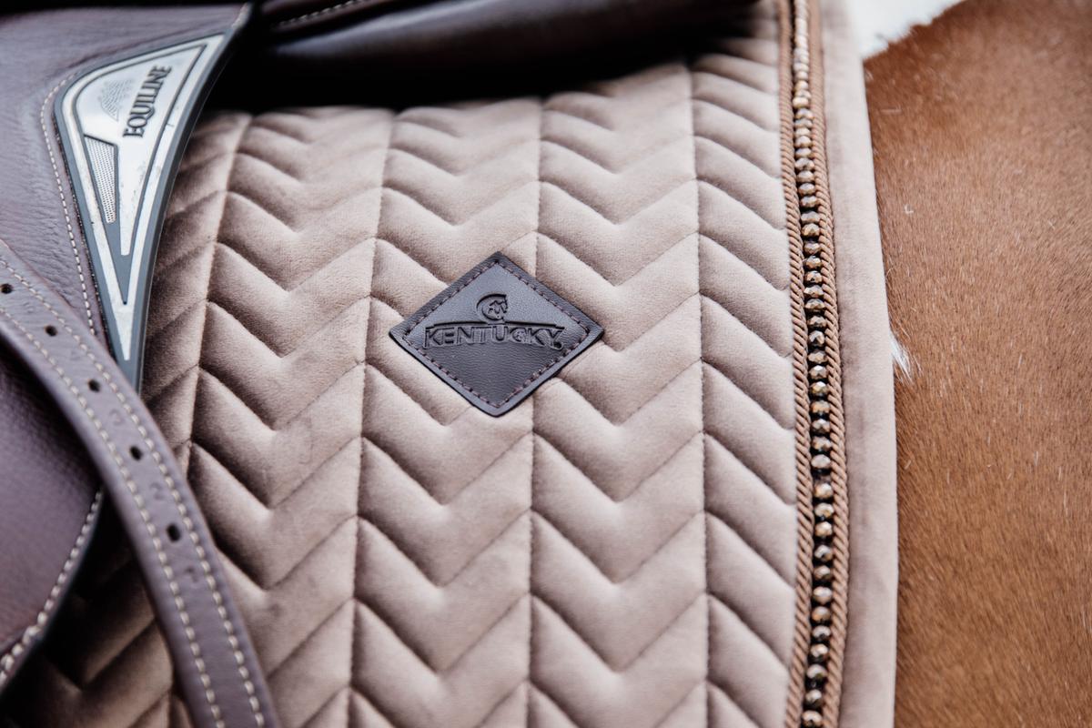 Kentucky Horsewear Saddle Pad Velvet Pearls Jumping - Beige - Kentucky Horsewear - Equiluxe Tack