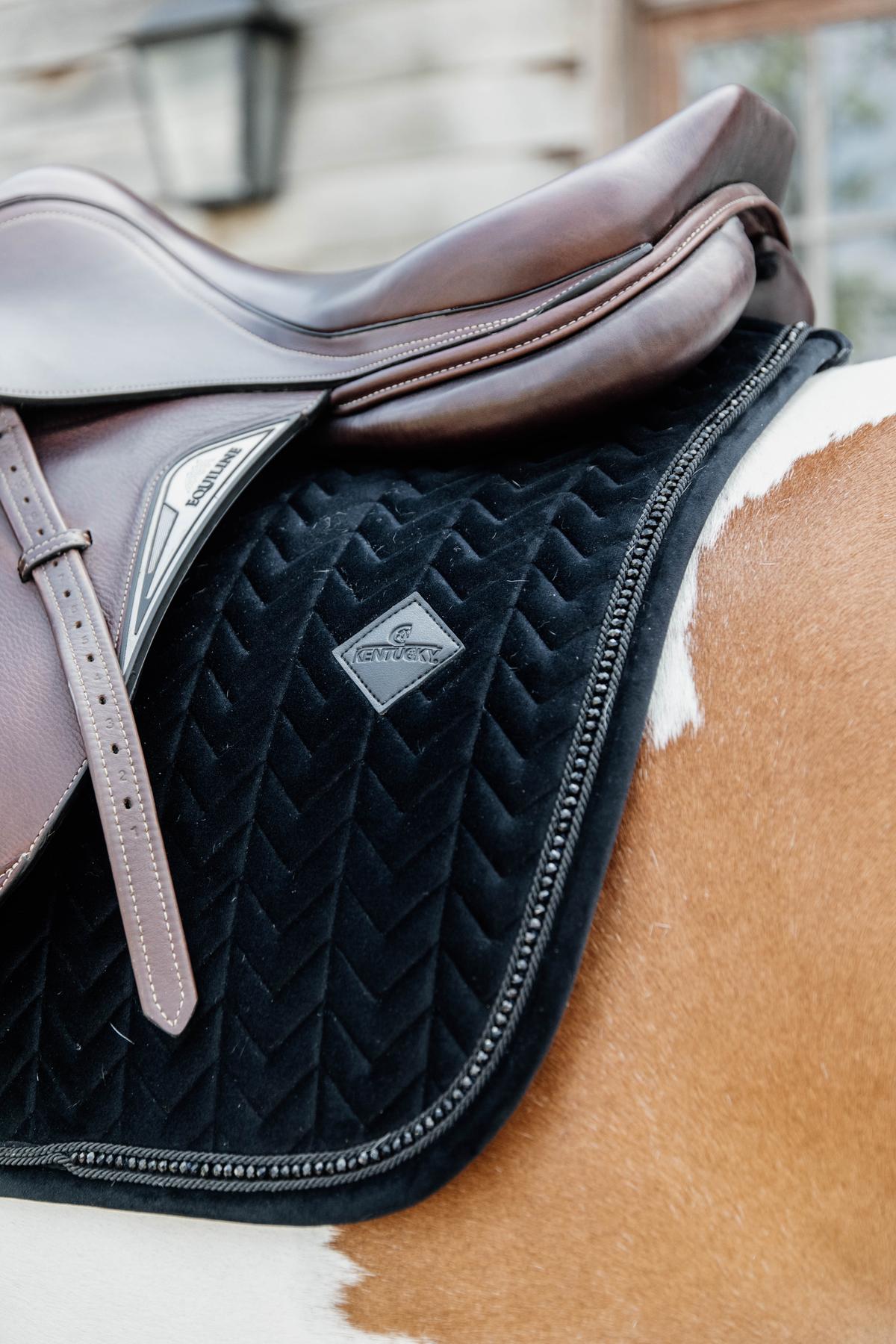 Kentucky Horsewear Saddle Pad Velvet Pearls Jumping - Black - Kentucky Horsewear - Equiluxe Tack