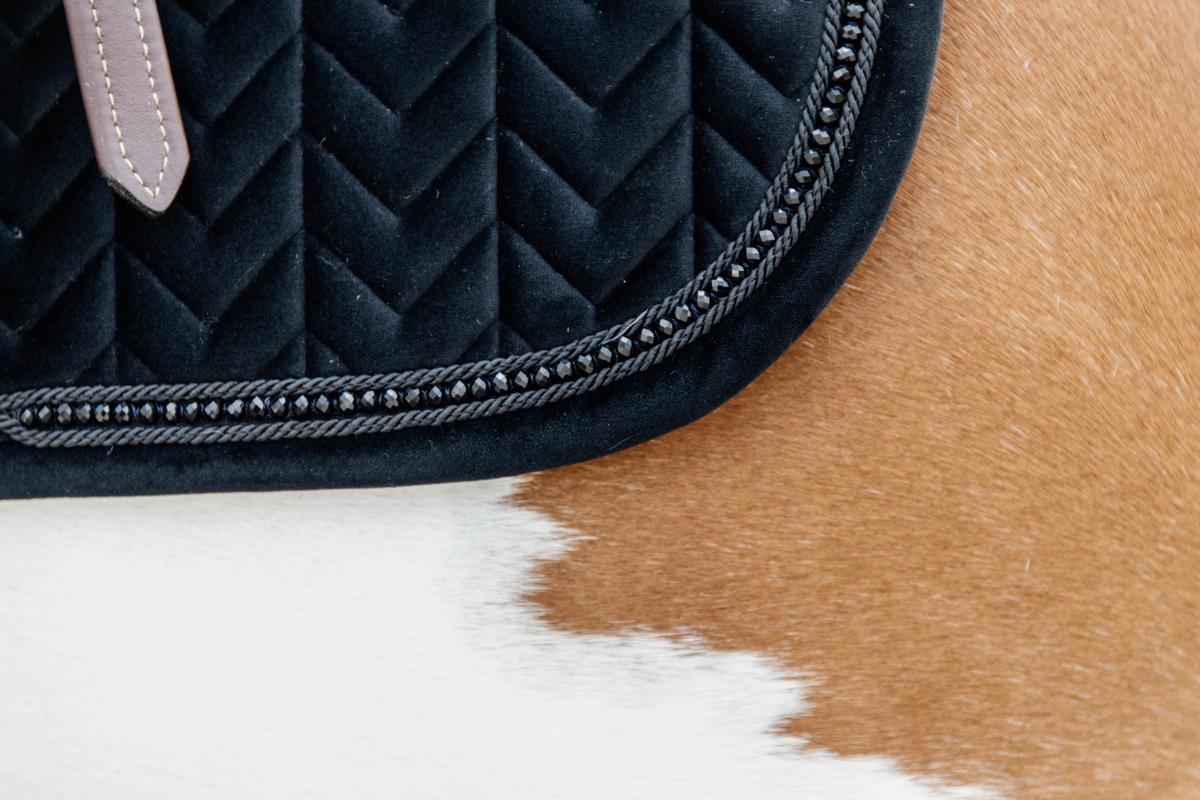 Kentucky Horsewear Saddle Pad Velvet Pearls Jumping - Black - Kentucky Horsewear - Equiluxe Tack