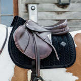 Kentucky Horsewear Saddle Pad Velvet Pearls Jumping - Black - Kentucky Horsewear - Equiluxe Tack