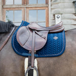 Kentucky Horsewear Saddle Pad Velvet Pearls Jumping - Navy - Kentucky Horsewear - Equiluxe Tack