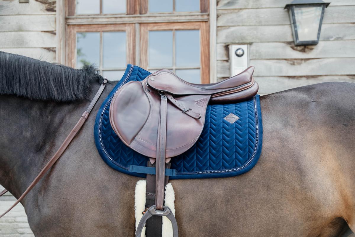 Kentucky Horsewear Saddle Pad Velvet Pearls Jumping - Navy - Kentucky Horsewear - Equiluxe Tack
