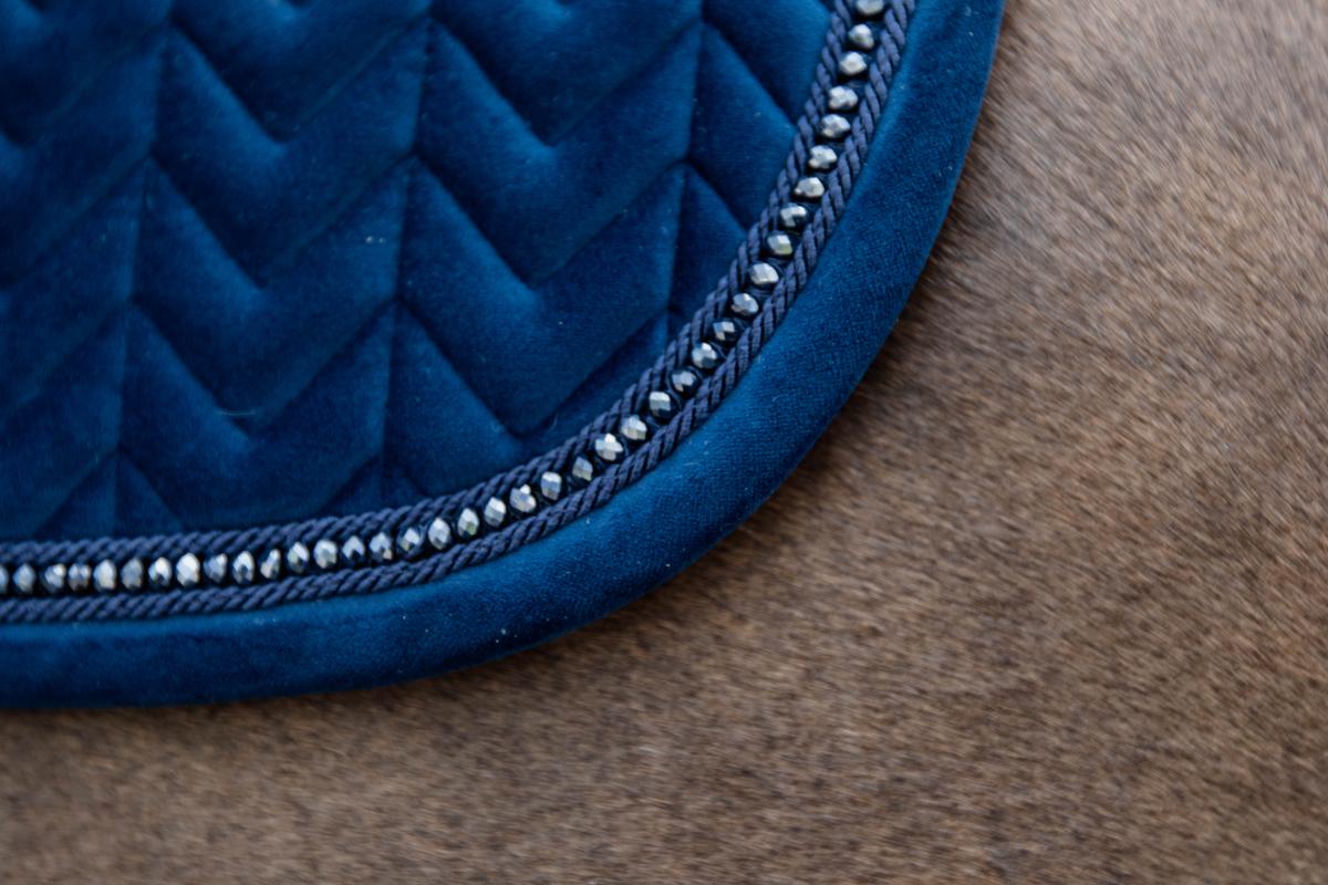 Kentucky Horsewear Saddle Pad Velvet Pearls Jumping - Navy - Kentucky Horsewear - Equiluxe Tack