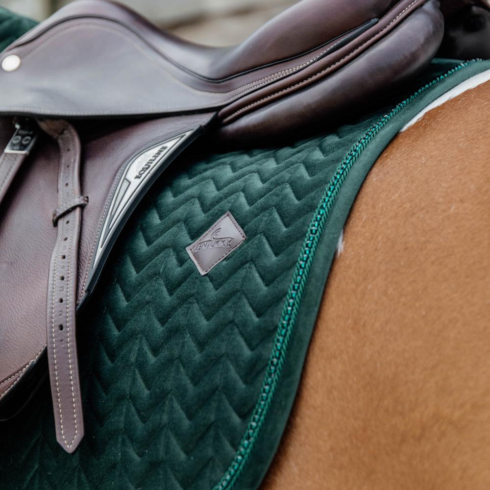 Kentucky Horsewear Saddle Pad Velvet Pearls Jumping - Pine Green - Kentucky Horsewear - Equiluxe Tack