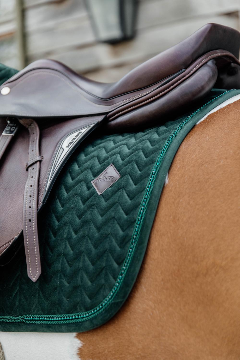 Kentucky Horsewear Saddle Pad Velvet Pearls Jumping - Pine Green - Kentucky Horsewear - Equiluxe Tack