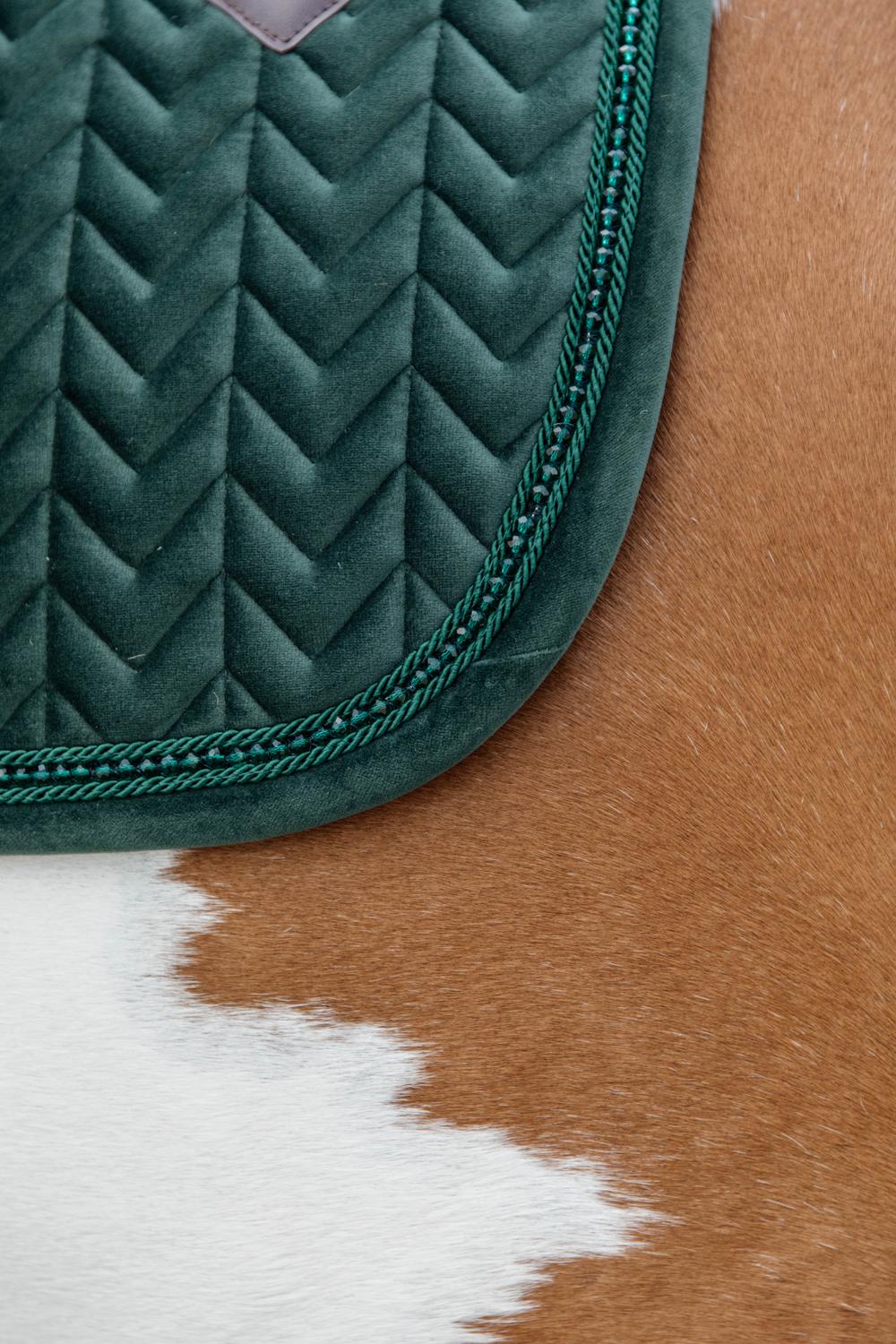Kentucky Horsewear Saddle Pad Velvet Pearls Jumping - Pine Green - Kentucky Horsewear - Equiluxe Tack