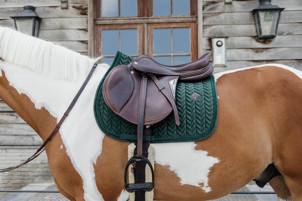 Kentucky Horsewear Saddle Pad Velvet Pearls Jumping - Pine Green - Kentucky Horsewear - Equiluxe Tack