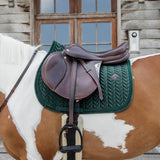 Kentucky Horsewear Saddle Pad Velvet Pearls Jumping - Pine Green - Kentucky Horsewear - Equiluxe Tack