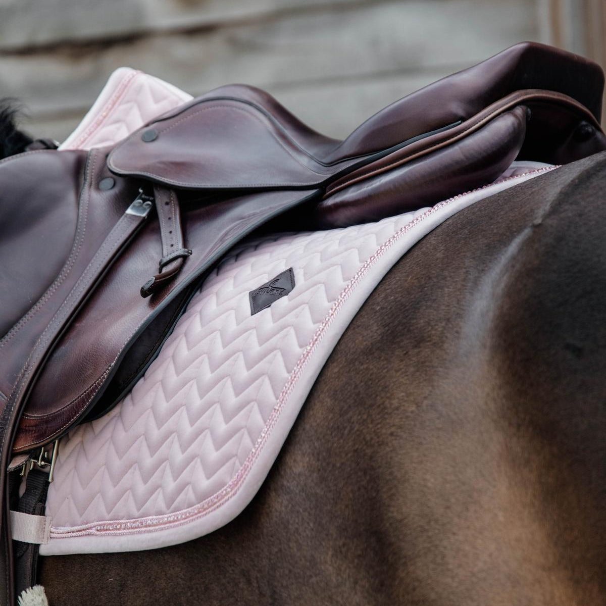 Kentucky Horsewear Saddle Pad Velvet Pearls Jumping - Soft Rose - Kentucky Horsewear - Equiluxe Tack