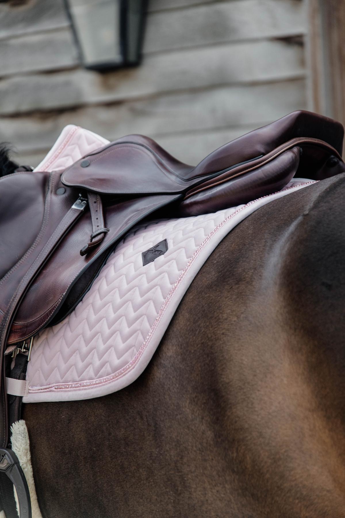 Kentucky Horsewear Saddle Pad Velvet Pearls Jumping - Soft Rose - Kentucky Horsewear - Equiluxe Tack