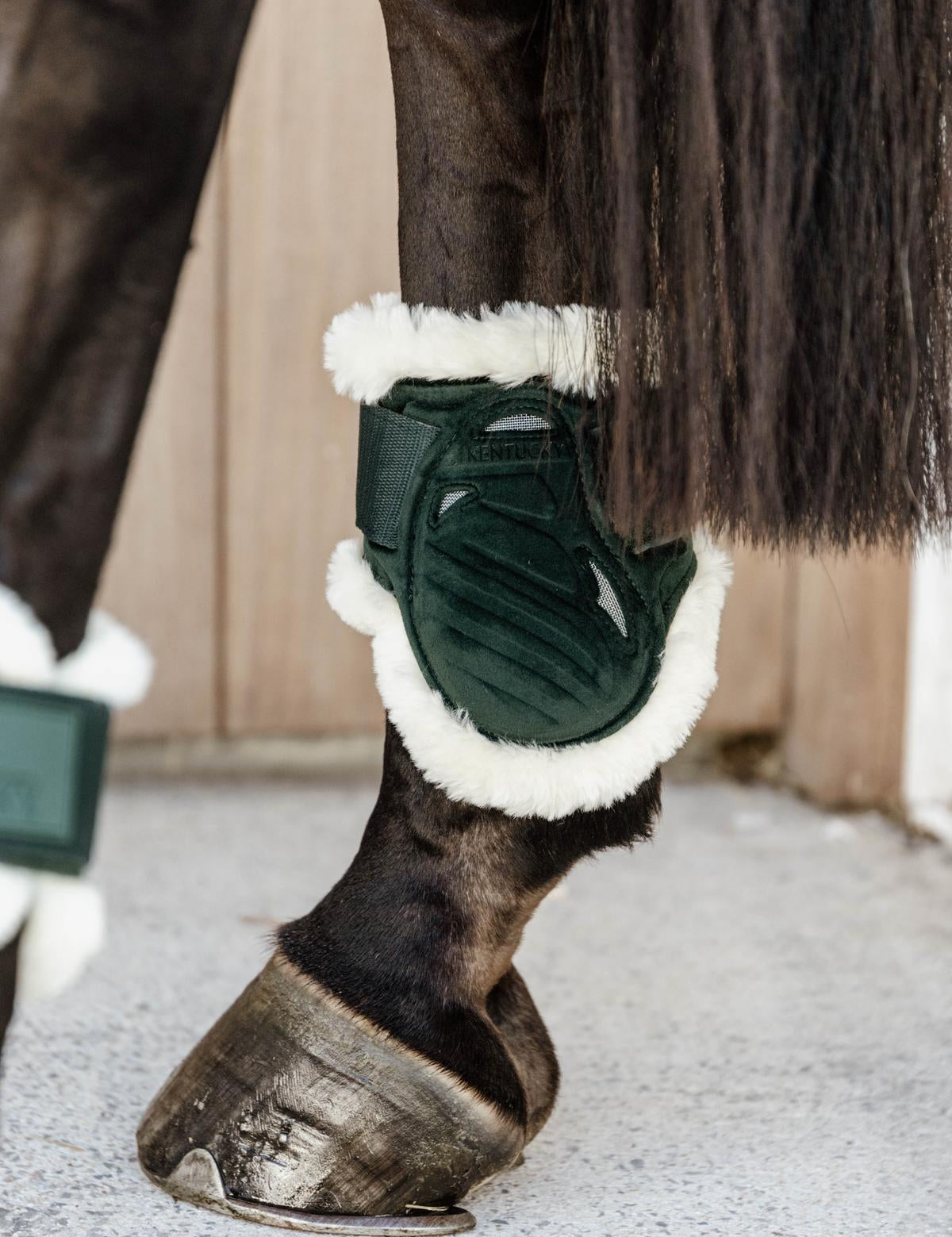 Kentucky Horsewear Vegan Sheepskin Young Horse Fetlock Boots Velvet - Dark Green - Kentucky Horsewear - Equiluxe Tack